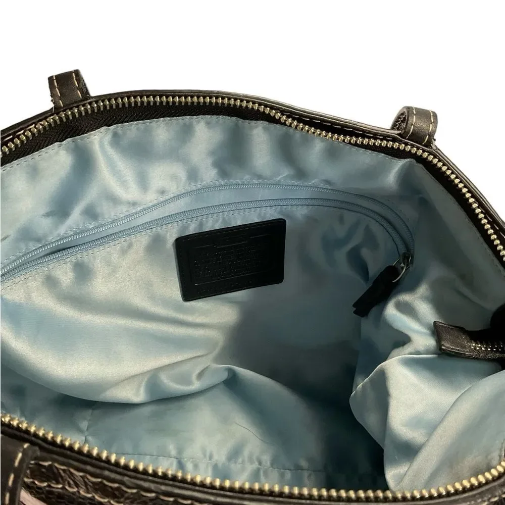 Coach Black Patent Leather Signature Satchel Purse Bag Style 15142